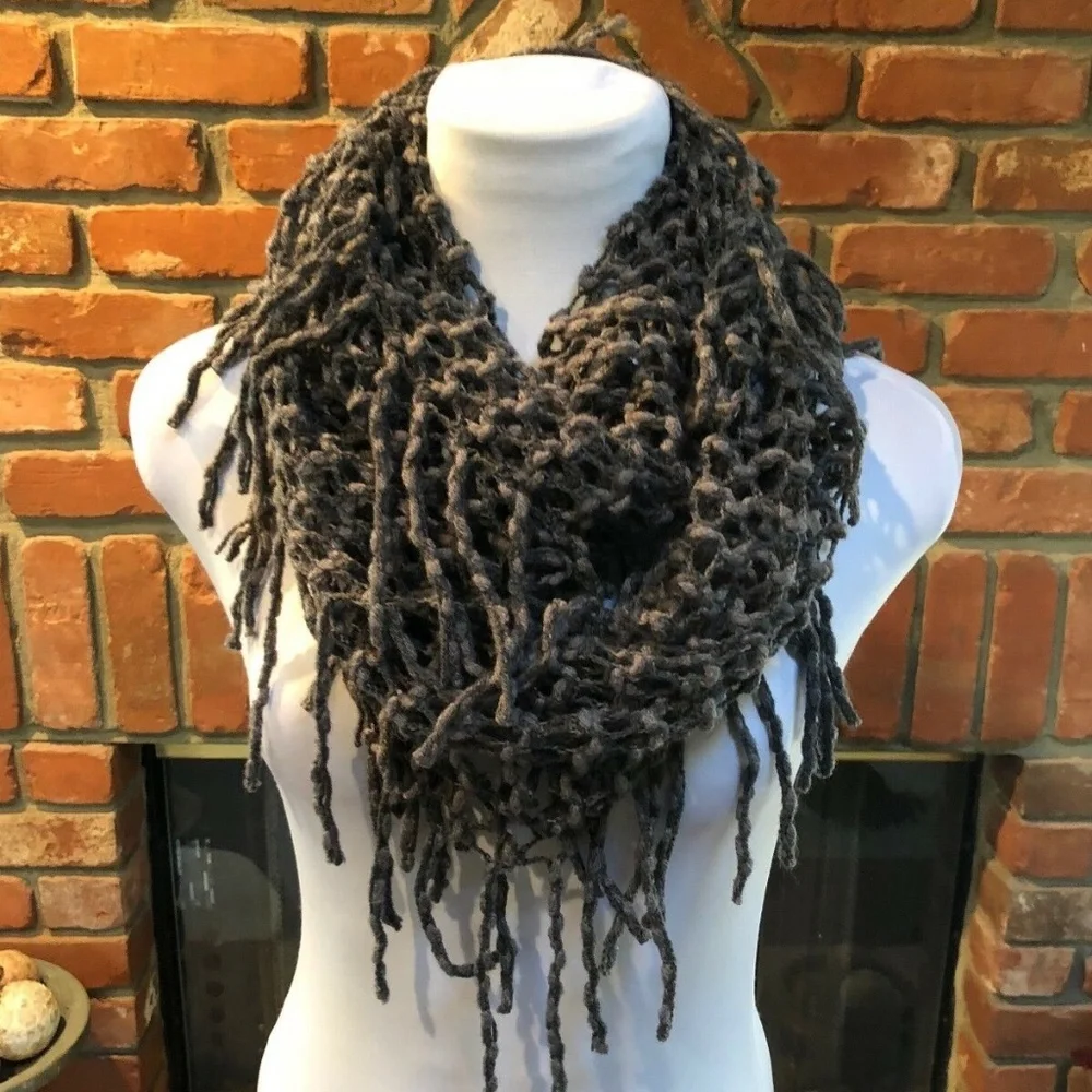 BoHo Hippie Gray Lightweight Fringe Scarf